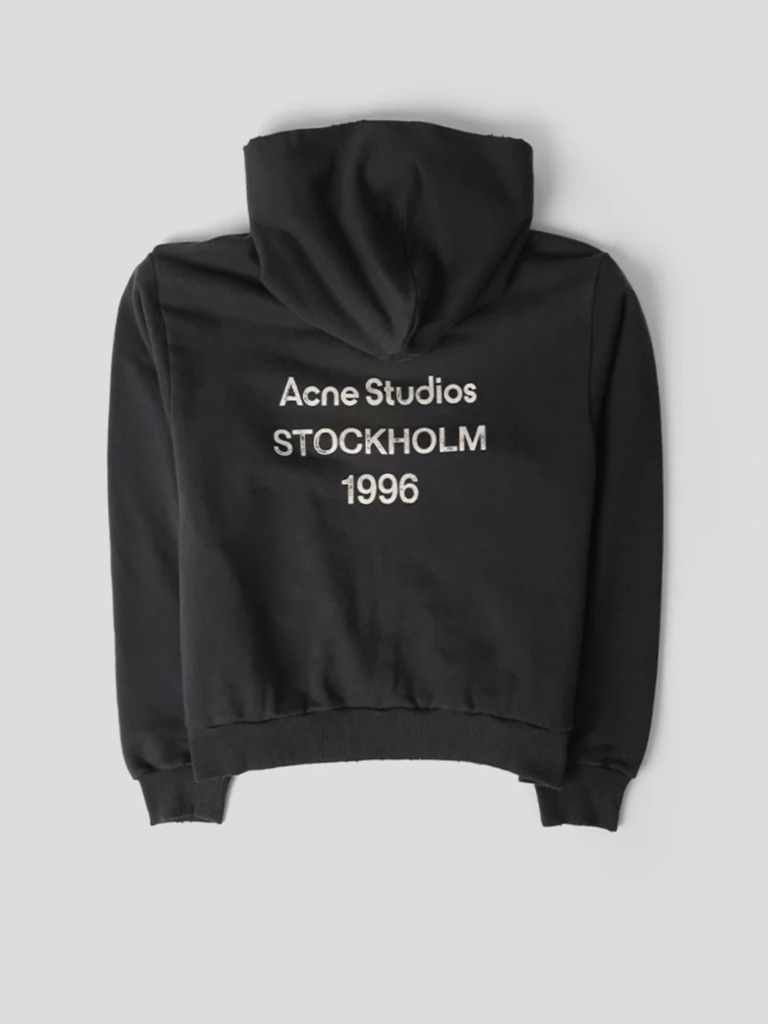 Acne Black Hoodie With White 'Stockholm 1996' Embroidery